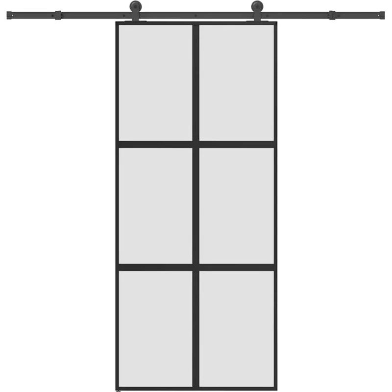 vidaXL Skydedør 90x205 cm med hærdet glas og aluminium