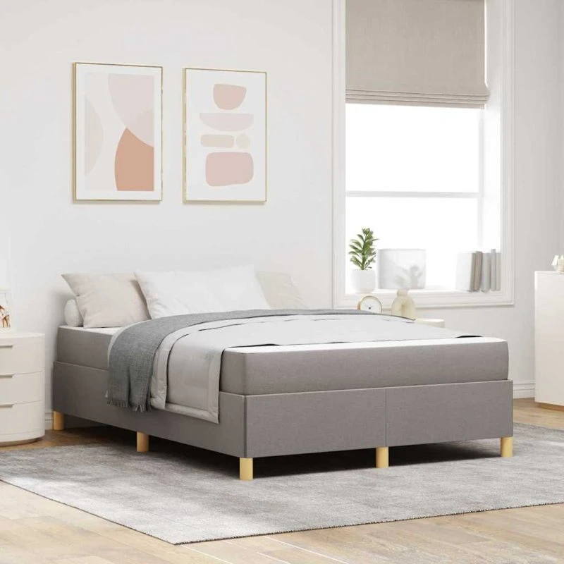 vidaXL Sengestel med Madras Gråbrun 140 x 190 cm
