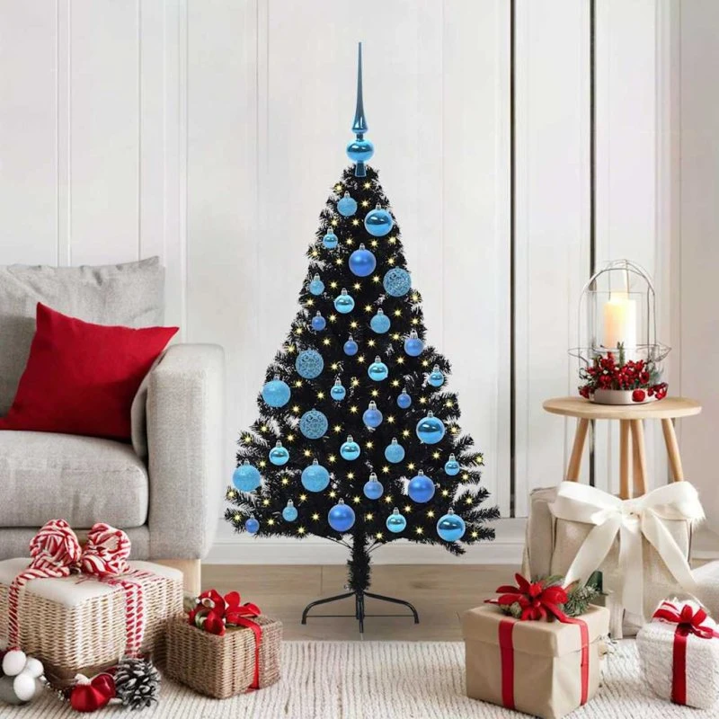 vidaXL Kunstig Juletræ 120 cm Sort med 150 LED'er
