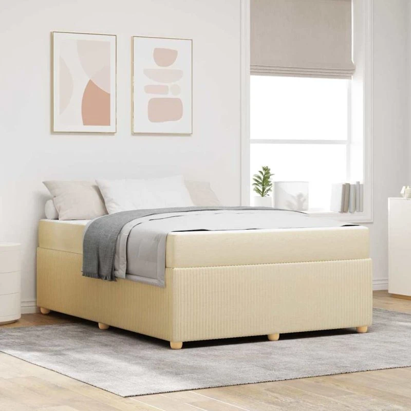 vidaXL Sengestel med madras Creme 140 x 200 cm