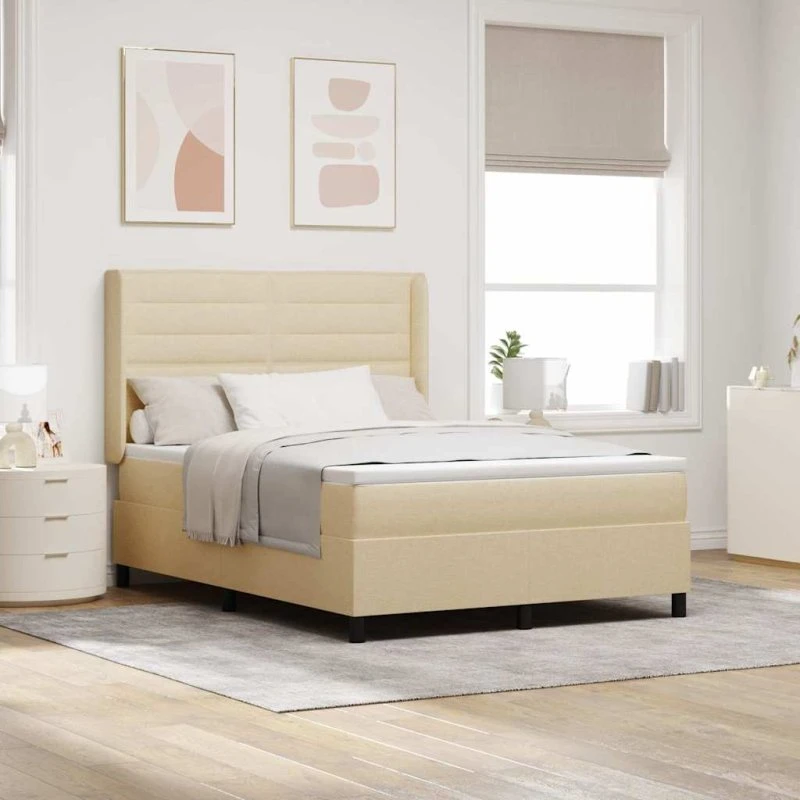 vidaXL Box spring seng med madras Creme 200x140 cm