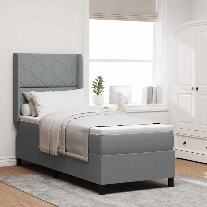 vidaXL Boxspring Seng med Madras Lysegrå 200x80 cm