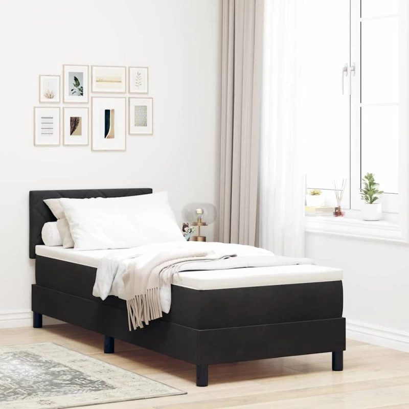 vidaXL LED Box Spring Seng 80 x 200 cm Sort Fløjl