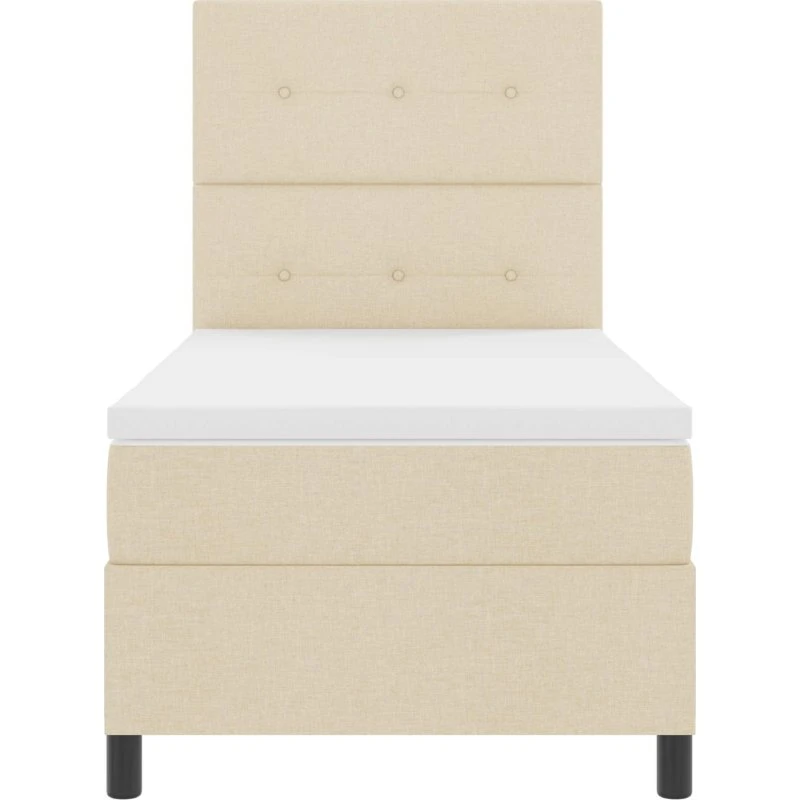 vidaXL Boxspring seng med madras og LED, Creme 90x190 cm