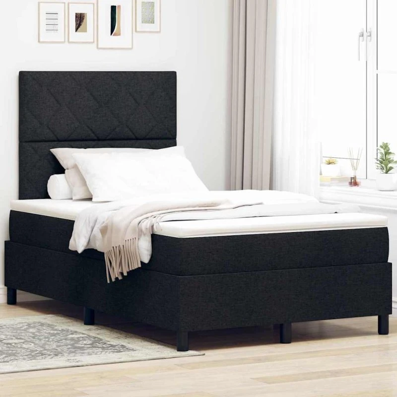 vidaXL Boxspring seng med LED, sort, 120 x 190 cm