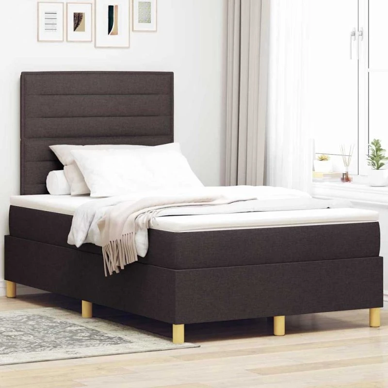 vidaXL LED Box Spring Bed Mørk Brun 120x200 cm