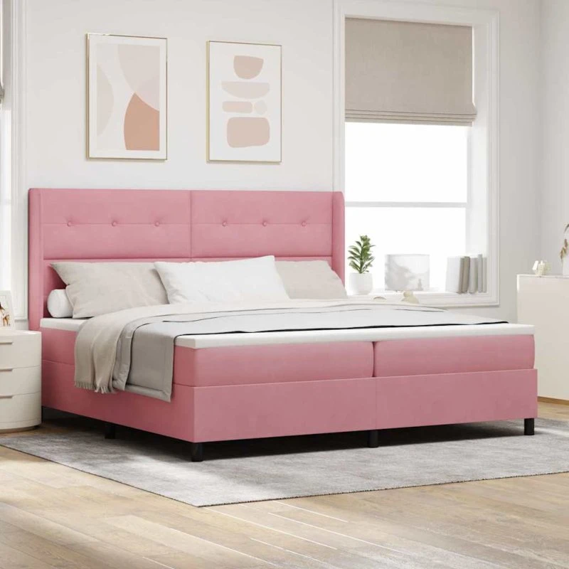 vidaXL Box Spring Seng 200x200 cm Fløjl med LED-Lys