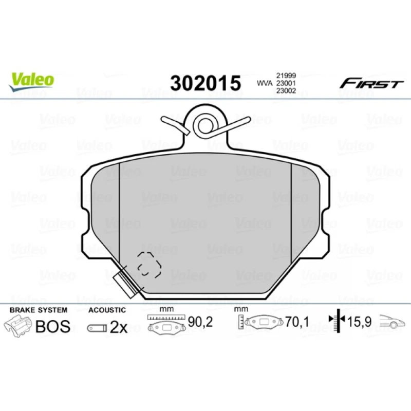 VALEO Bremseklodser 302015 for SMART (Akselsæt)