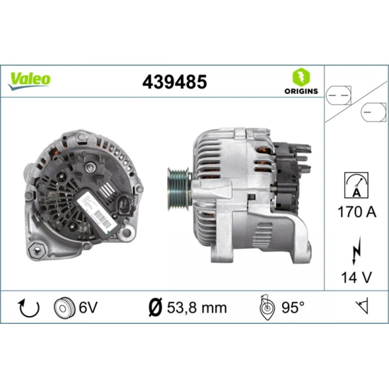 VALEO Generator 439485 til BMW M57D30TU, N47 D20 C
