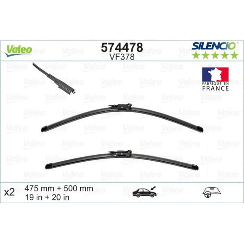 VALEO Viskerblad MINI 574478, 475/500 mm, Silencio, 2 stk