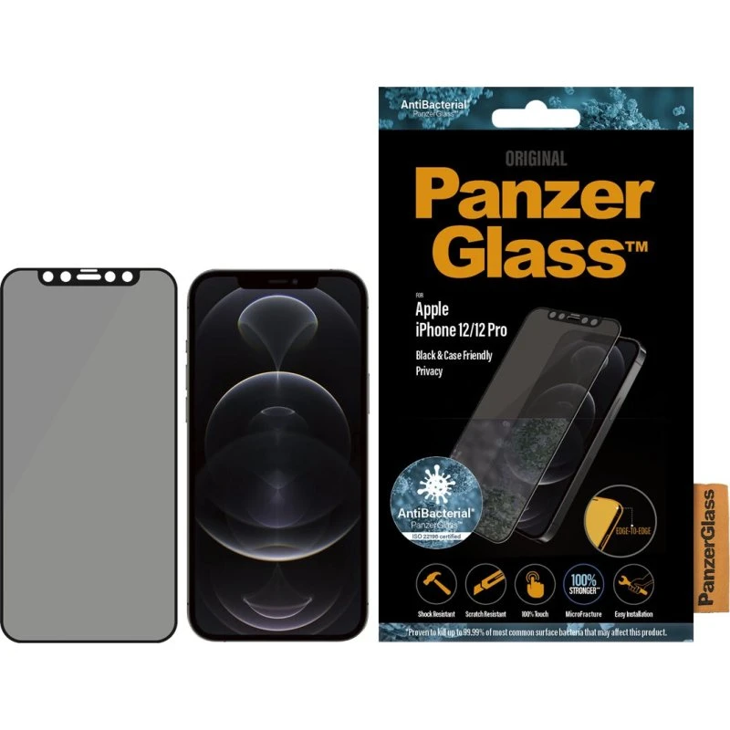 PanzerGlass Privacy Screen Protector for iPhone 12/12 Pro, sort