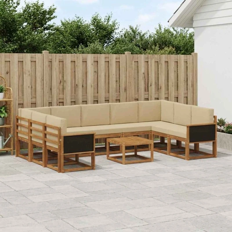 vidaXL Udendørs Sofagruppe 10 stk Naturlig & Beige Akacietræ