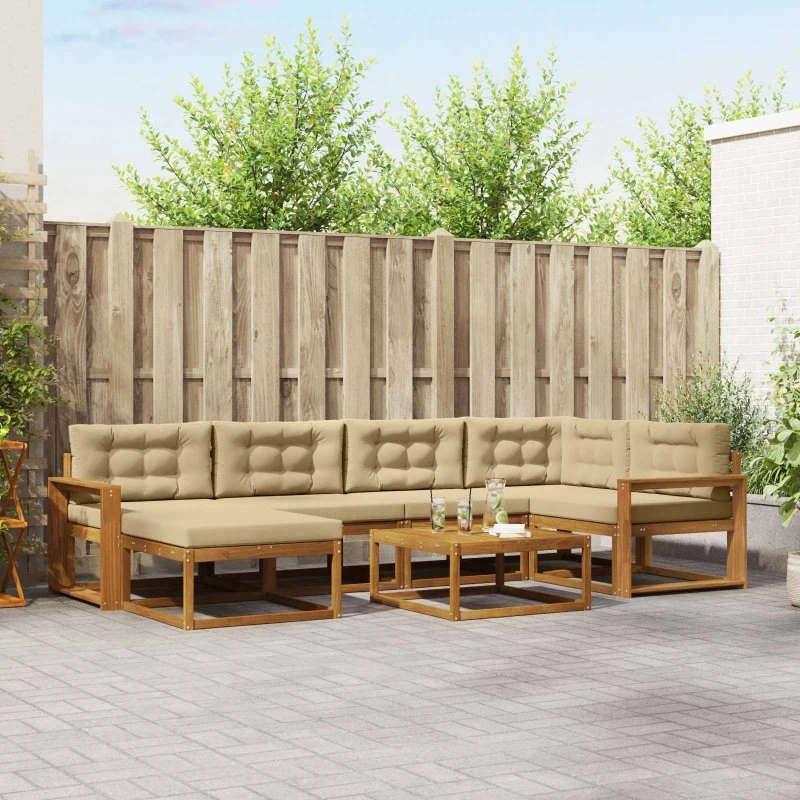 vidaXL Udendørs Sofagruppe 7 deler Naturlig/Beige