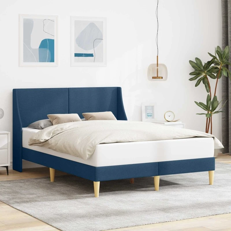 vidaXL Sengestel med Hovedgærde og Forbindelsesplade, 160 x 200 cm, Blå