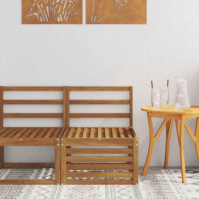 vidaXL Udendørs Mellem Sofa Akacietræ Naturfarvet 59x59x37 cm