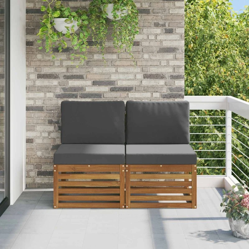 vidaXL 2 Stk Mellem Sofa Akacietræ Naturfarvet