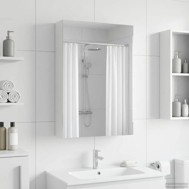 vidaXL Badeværelsesspejlskab Hvid 40 x 10,5 x 60,5 cm Konstrueret Træ