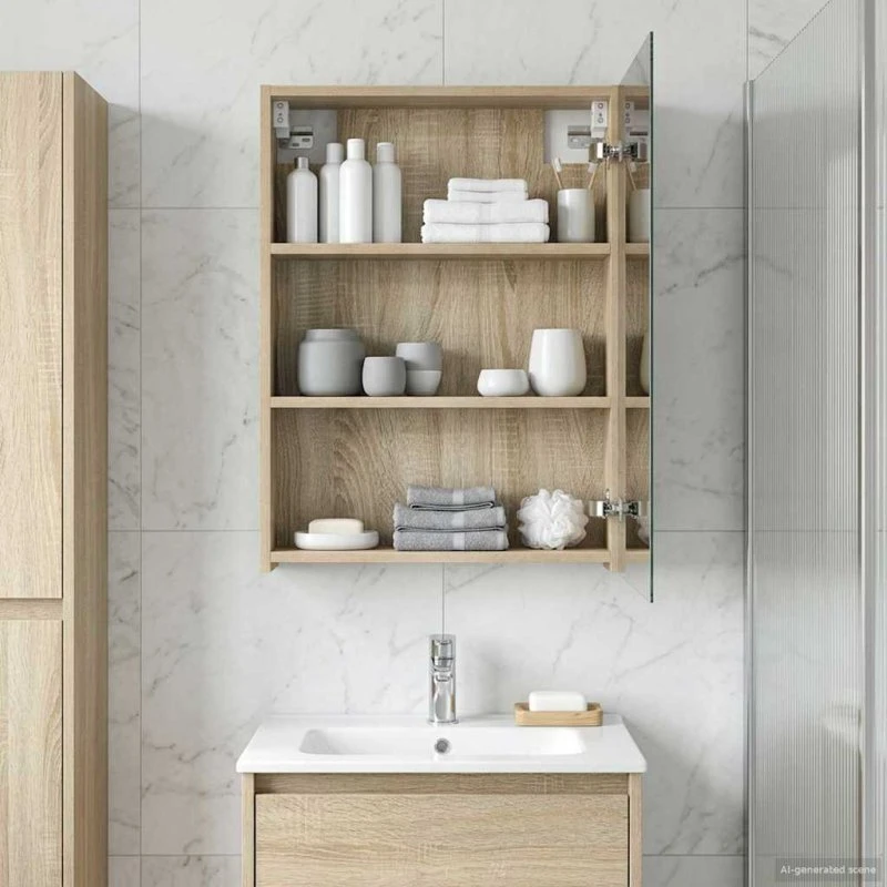 vidaXL Badeværelsesspejlskab Sonoma eg 50 x 14,5 x 70 cm med hylde