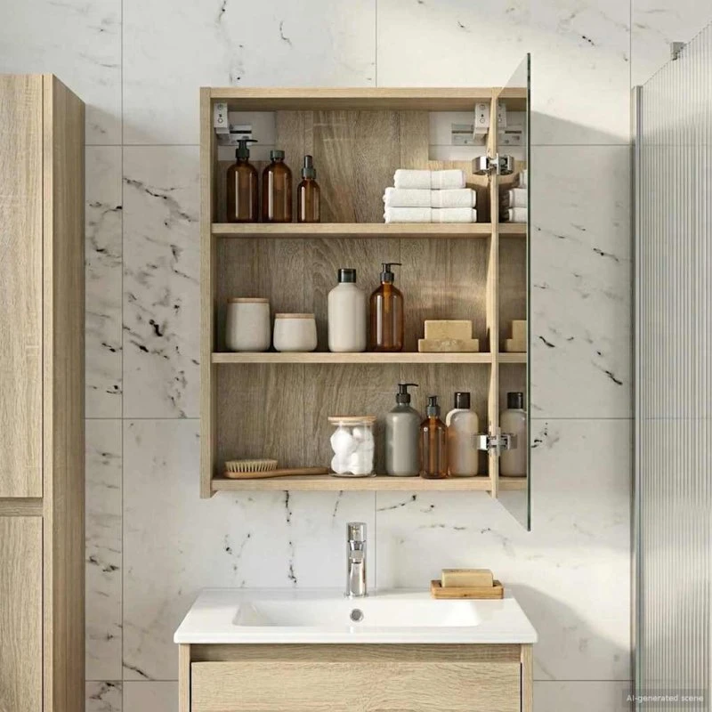 vidaXL Badeværelsesspejlskab Sonoma eg 43 x 16 x 62,5 cm med hylde