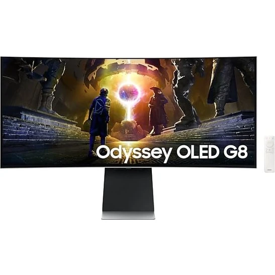Samsung Odyssey G8 34" OLED Gaming Skærm, 3440x1440, 175Hz, Sølv