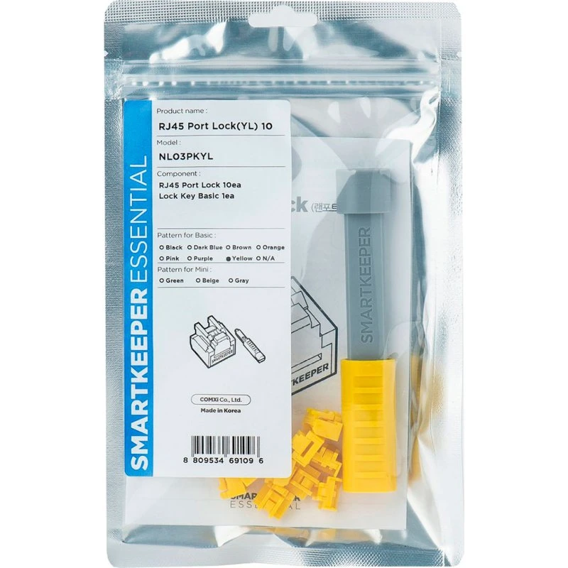 Smartkeeper NL03PKYL RJ45 Port Blokering + Nøgle (Gul, 10 stk)