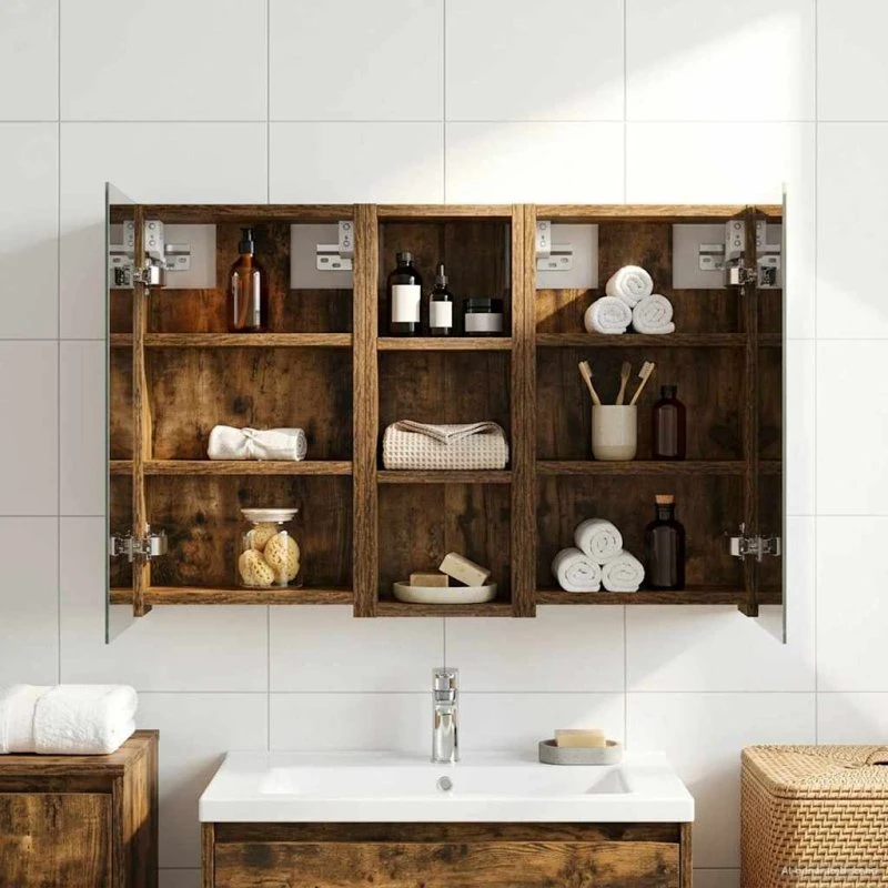 vidaXL Badeværelsesskabsæt 3 pcs 80 x 10,5 x 50 cm Konstrueret træ