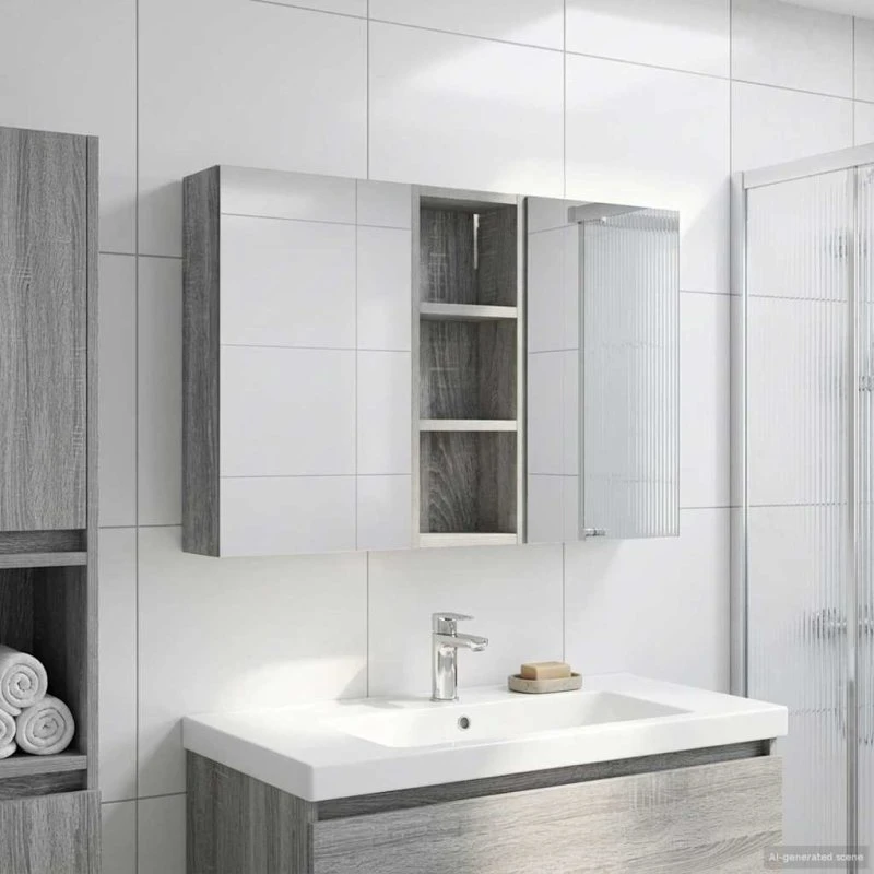 vidaXL Badeværelsesskabsæt 3 pcs 80 x 10,5 x 50 cm Konstrueret træ