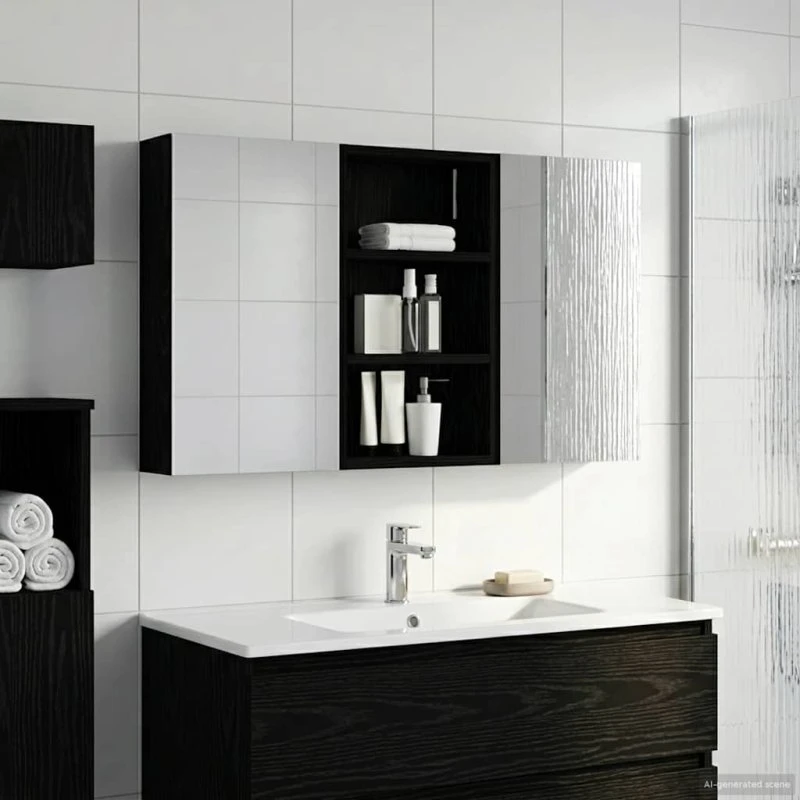 vidaXL Badeværelsesskabsæt 3 pcs 90 x 10,5 x 50 cm Konstrueret træ