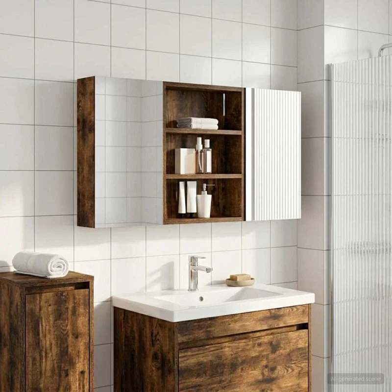 vidaXL Badeværelsesskabsæt 3 pc 100 x 10,5 x 50 cm Konstrueret træ