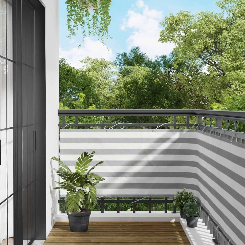 vidaXL Altan Skærm 75 x 500 cm Grå/Hvid PU-belagt Oxford med Alu