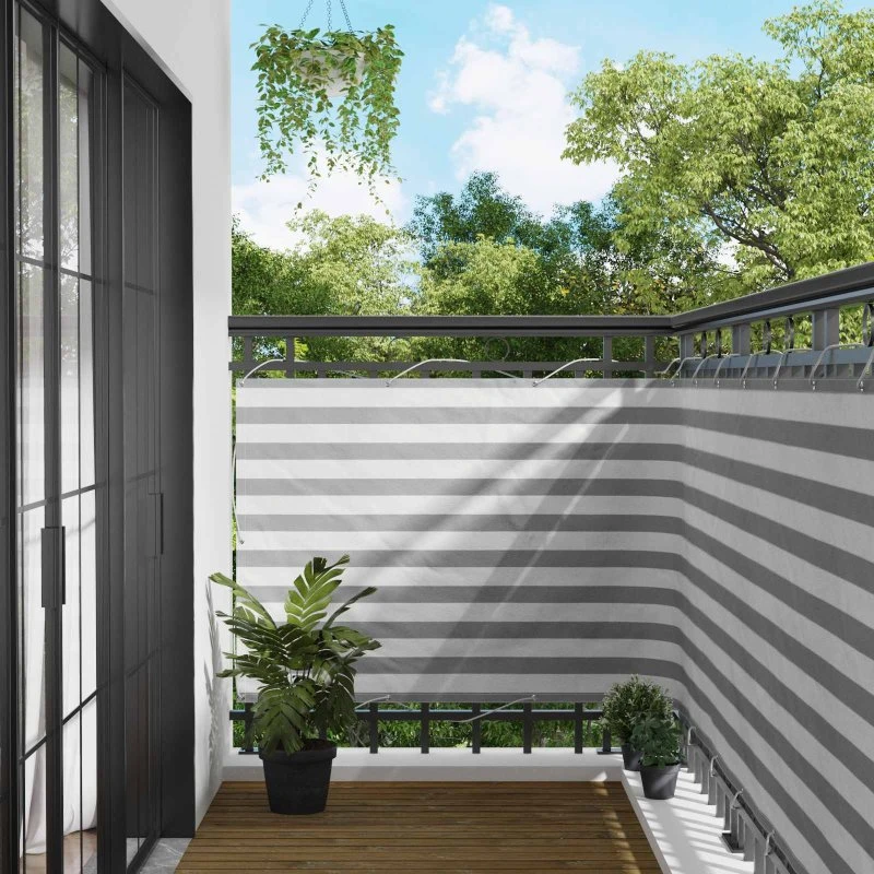 vidaXL Altan Skærm 110 x 500 cm Grå/Hvid Oxford Stof