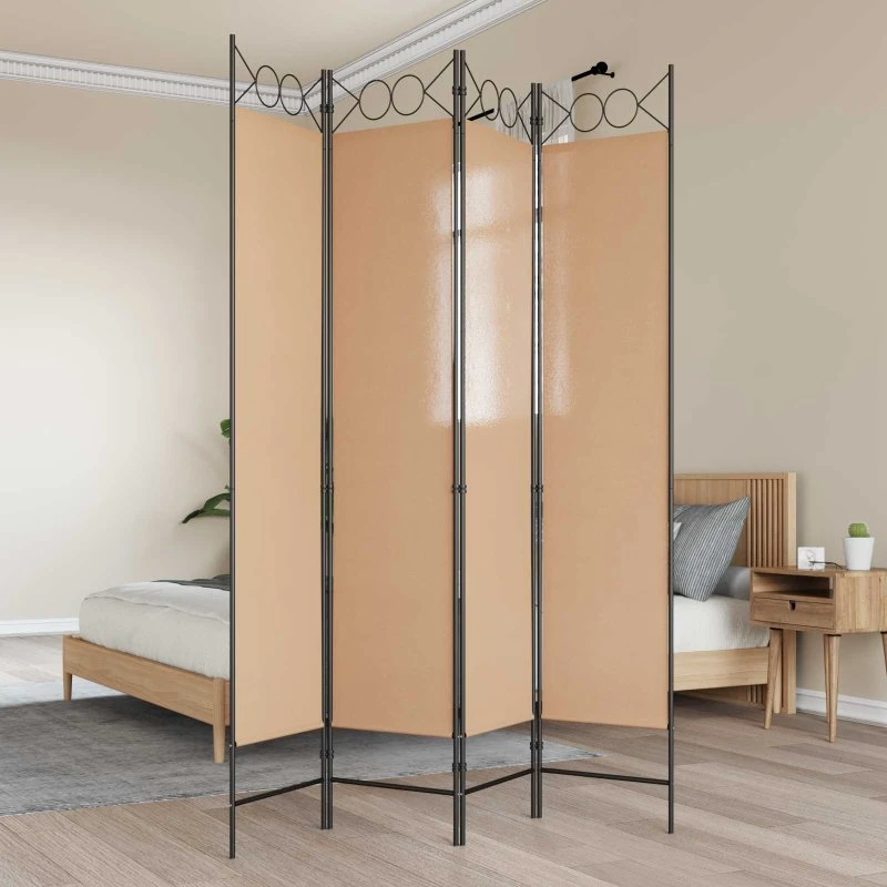 vidaXL 4-panel rumdeler Beige 160 x 200 cm Stof