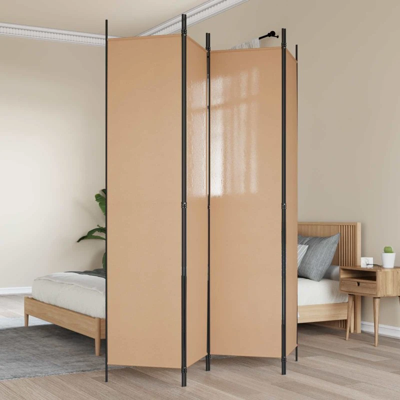 vidaXL 4-panel rumdeler Beige 200 x 220 cm Stof