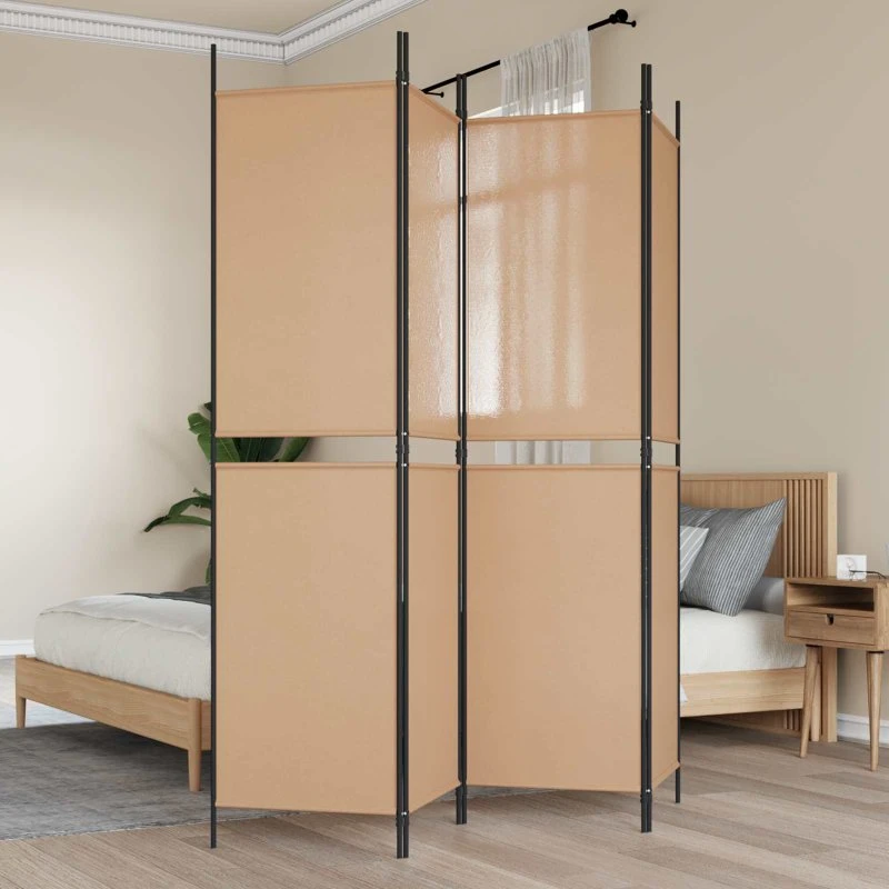 vidaXL 4-panel rumdeler Beige 200 x 200 cm Stof