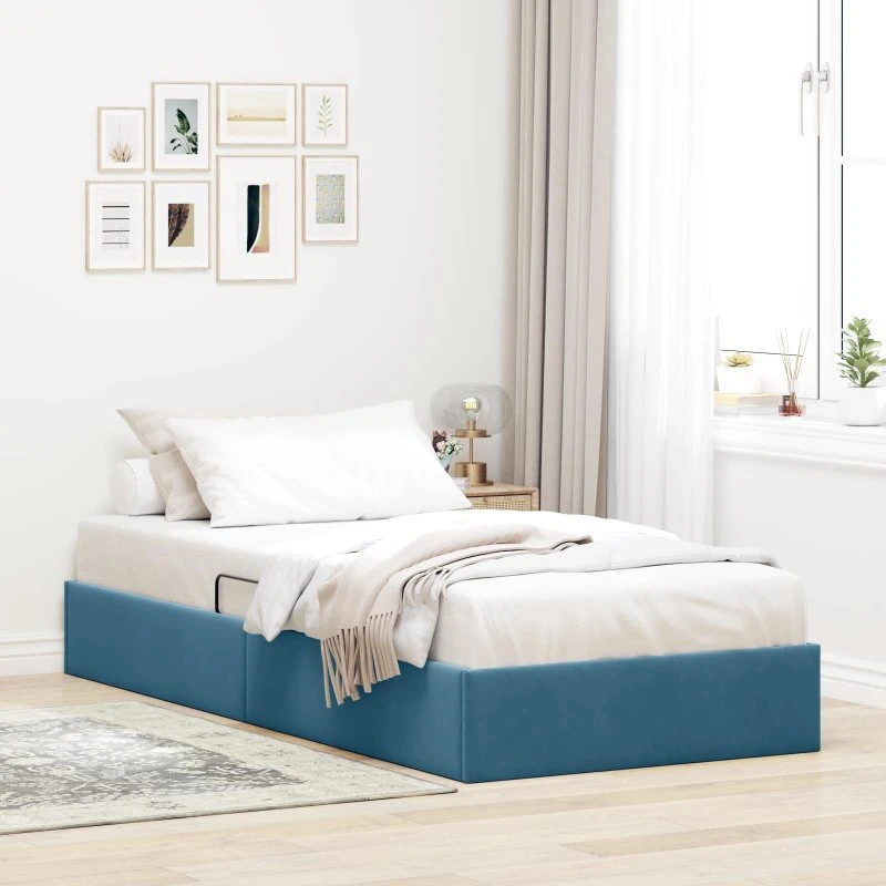 vidaXL Ottoman Sengestel med Opbevaring, Mørkeblå, 100 x 200 cm