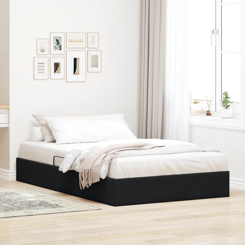 vidaXL Ottoman Sengestel med Opbevaring, Sort, 120 x 190 cm