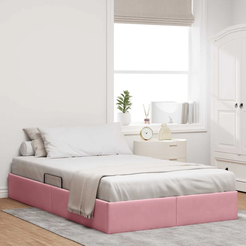 vidaXL Ottoman Sengestel med Opbevaring, Lyserød, 120 x 200 cm