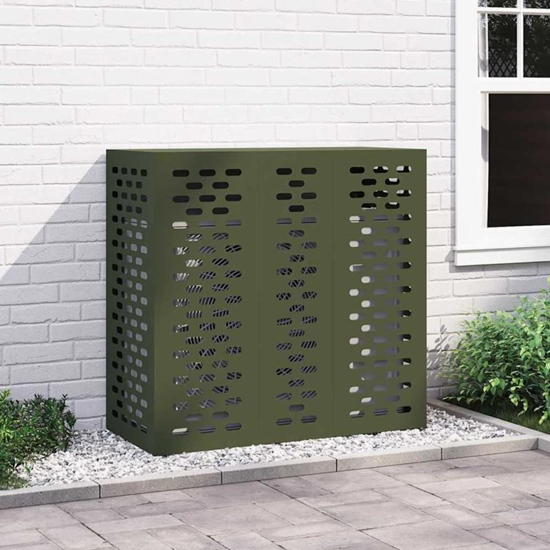 vidaXL Air Conditioner Cover Olivengrøn 110 x 50 x 105 cm Stål