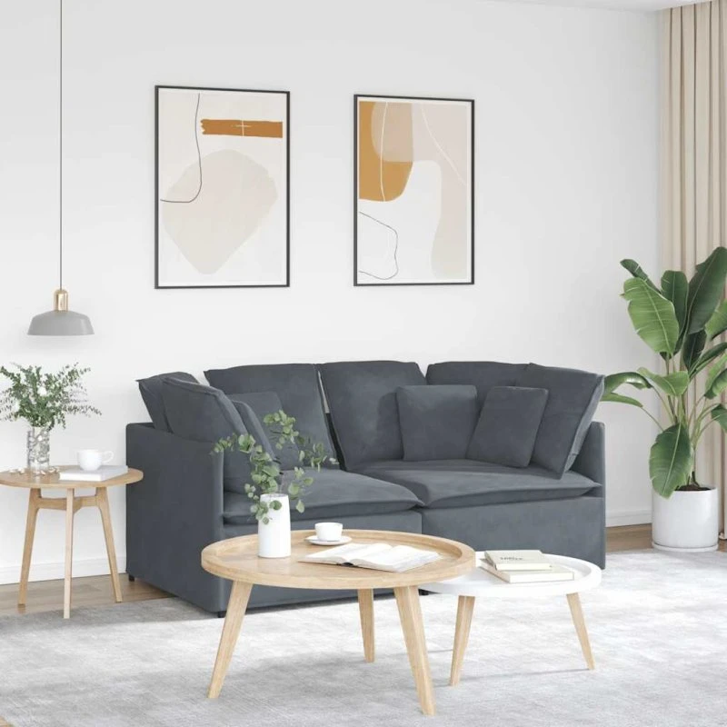 vidaXL modulsofa med hynder fløjl mørkegrå
