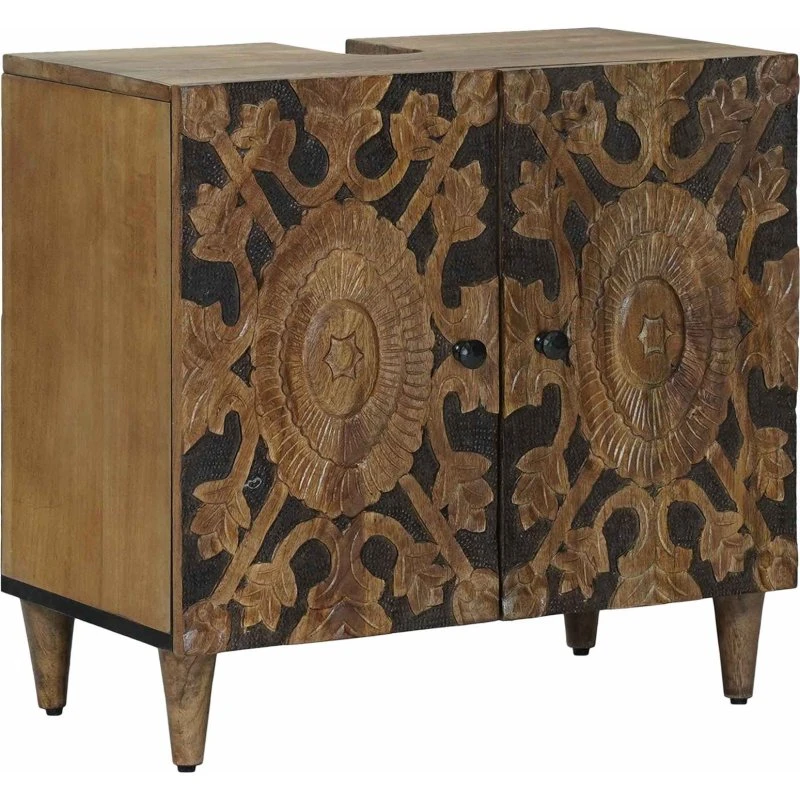 vidaXL Badeværelsesskabsunder Brun 62x33x58 cm, Massivt Mangotræ