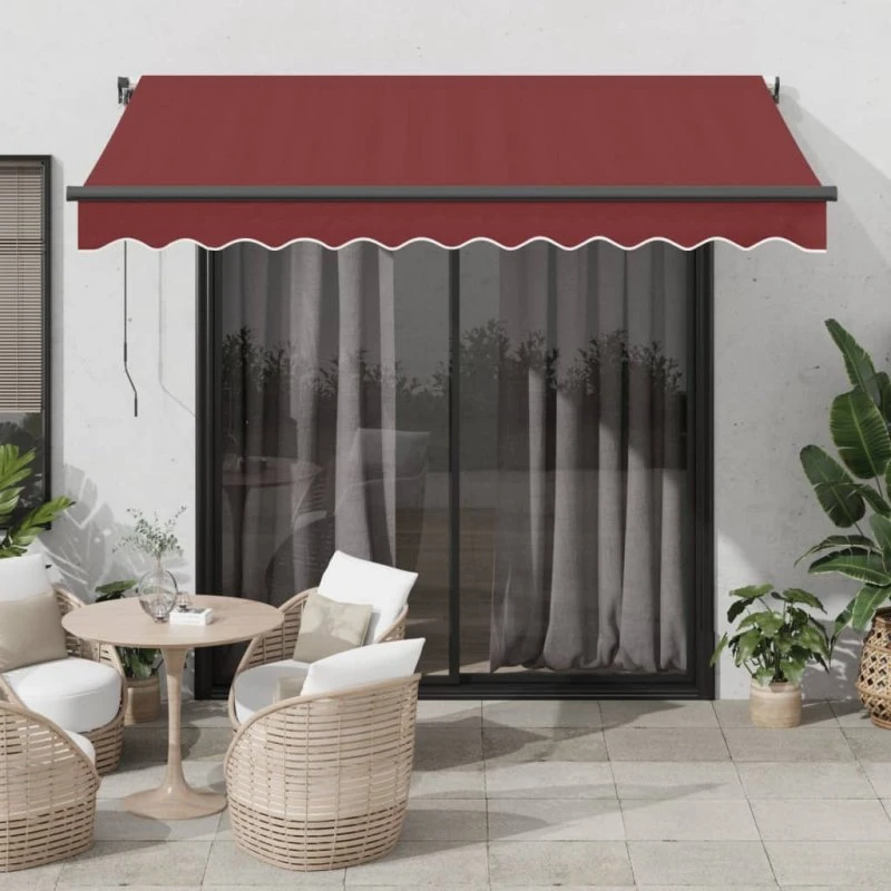 vidaXL Markise med LED-lys 350x250 cm automatisk bordeaux