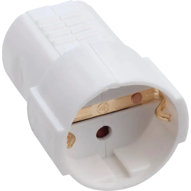 E-LINE Schuko hunstik med jord 16A 250V, hvid