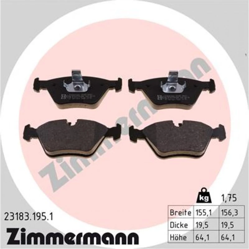 ZIMMERMANN Bremseklodser 23183.195.1 for BMW & MG