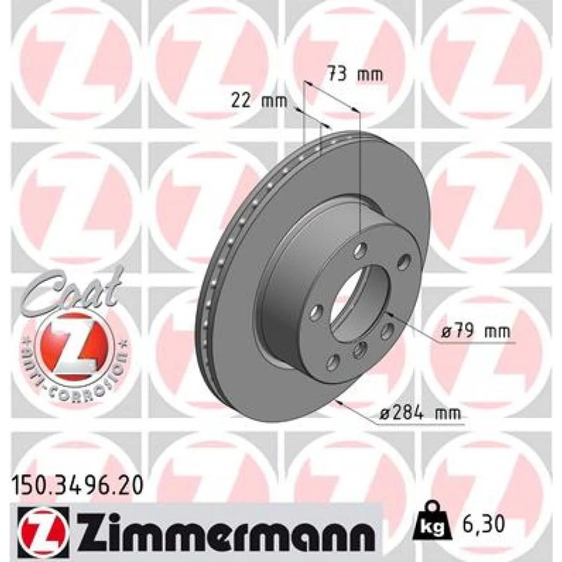ZIMMERMANN Bremseskive 150.3496.20 for BMW 1, 2 Convertible, 2 Coupe