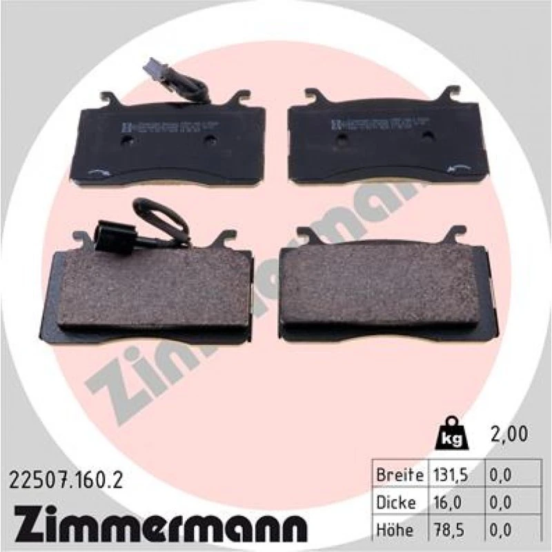 ZIMMERMANN Bremseklodser 22507.160.2 til ALFA ROMEO Giulia & Stelvio