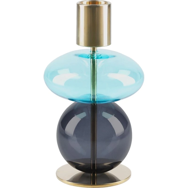 Holmegaard Bubble lysestage 14 cm lyseblå/smoke