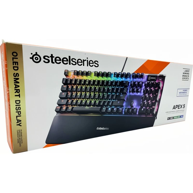 SteelSeries Apex 5 Mekanisk Tastatur RGB, Fuld Størrelse, Sort