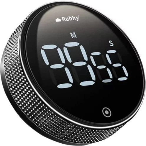 Magnetisk LCD-køkkentimer med LED-skærm, sort
