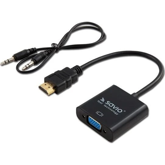 Savio CL-23/B HDMI til VGA adapter med lyd, sort