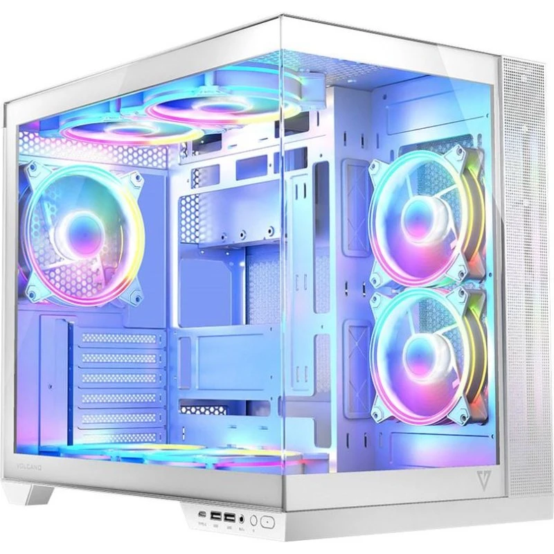 Modecom Volcano Panorama APEX ARGB 7F Hvid Midi Tower med tempereret glas